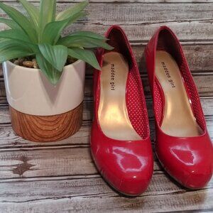 Madden Girl Getta Platform Stiletto Heeled Pumps Patent Leather Red Size 11